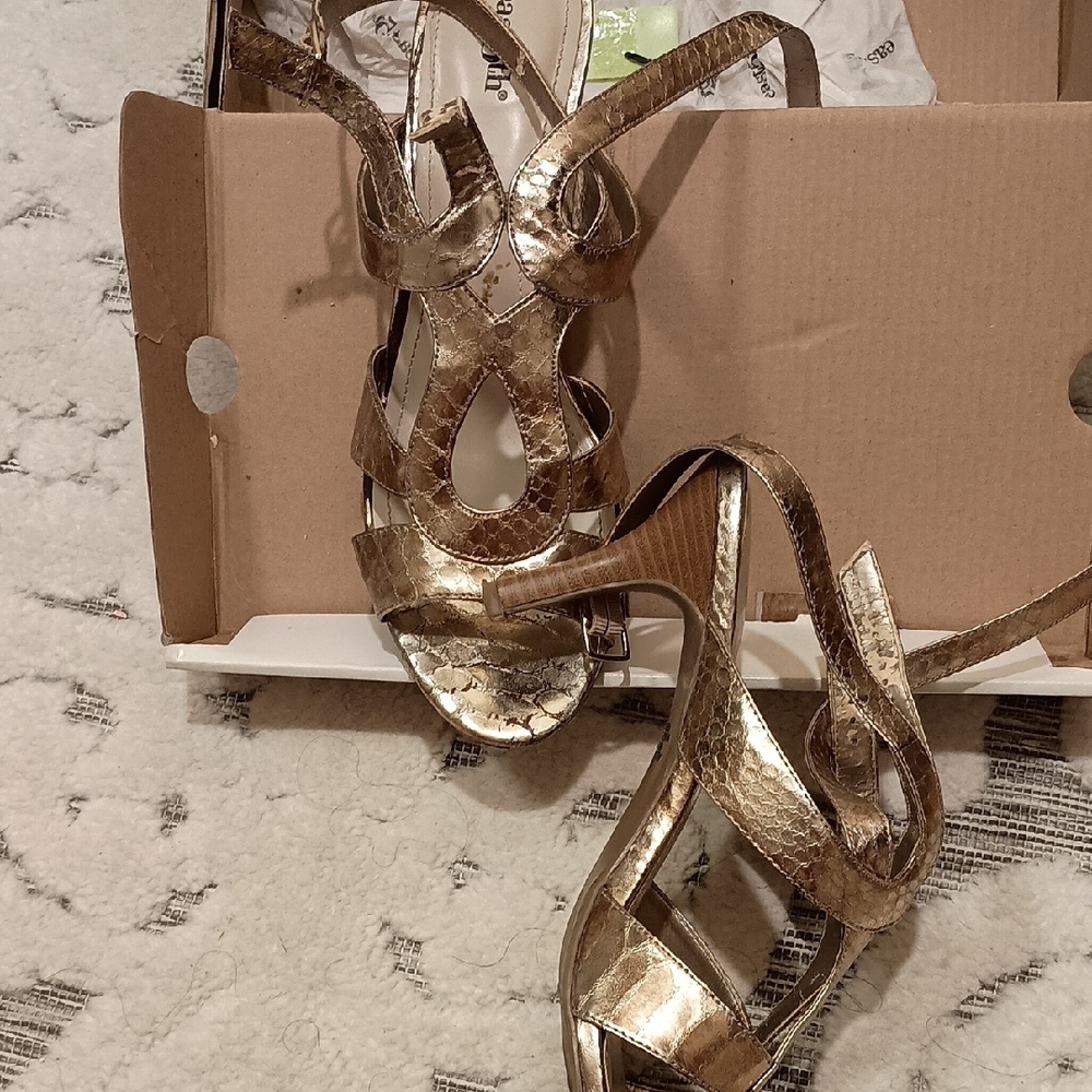 East 5th Gold Strappy Heels